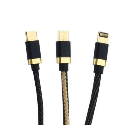 USB дата-кабель Innovation (O3IMT-OCTOPUS) Lux 3в1 Lightning+MicroUSB+Type-C Cable 2A (1.2м) Черный - фото 5485