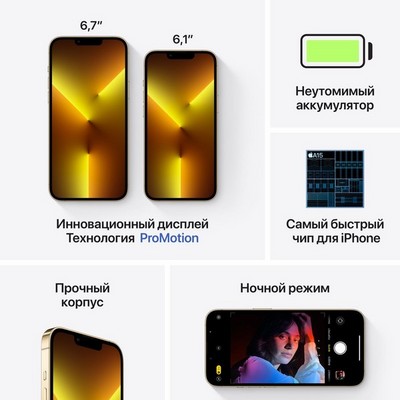 Смартфон Apple iPhone 13 Pro Max 256 ГБ, золотой EU - фото 21955