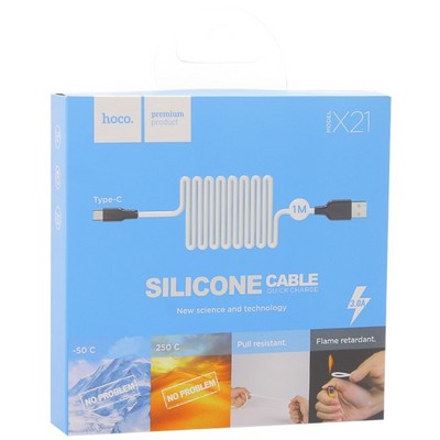 USB дата-кабель Hoco X21 Silicone Type-C (1.2 м) Black & White - фото 5494