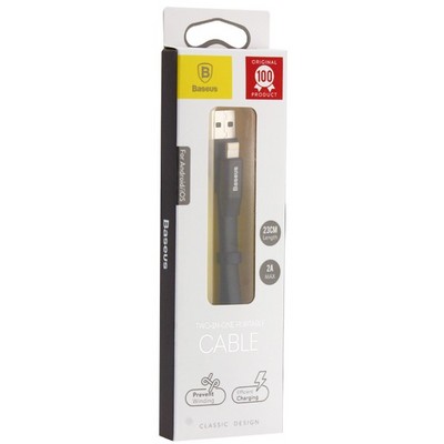 USB дата-кабель Baseus Two-IN-One Portable Cable (Android/ iOS) Lightning/ MicroUSB (CALMBJ-01) (0.23 м) Черный - фото 5498
