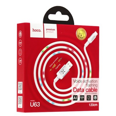 USB дата-кабель Hoco U63 Spirit charging data cable for Type-C (1.2м) (2.4A) Белый - фото 5509