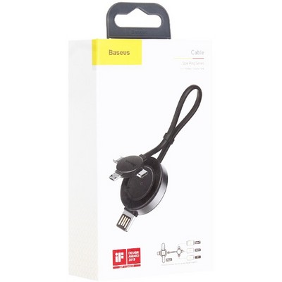 USB дата-кабель Baseus 4в1 Wireless Charging (Lightning+Type-C+MicroUsb+Apple Watch) (CA1T4-J0G) 0.18м Черный - фото 5519