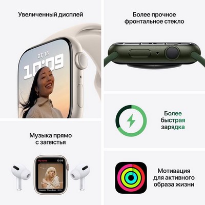 Умные часы Apple Watch Series 7 GPS, 41 мм, алюминий цвета (PRODUCT)RED, спортивный ремешок (PRODUCT)RED MKN23 - фото 22328
