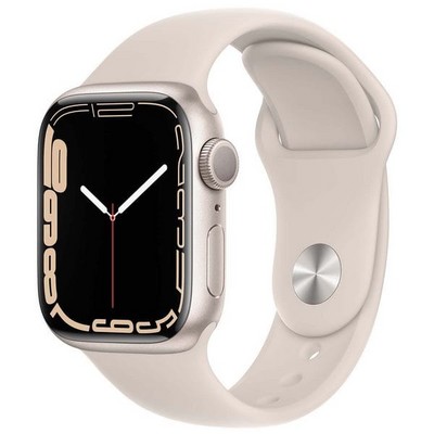 Умные часы Apple Watch Series 7 GPS, 41 мм, алюминий цвета «сияющая звезда», спортивный ремешок цвета «сияющая звезда» MKMY3 - фото 22302