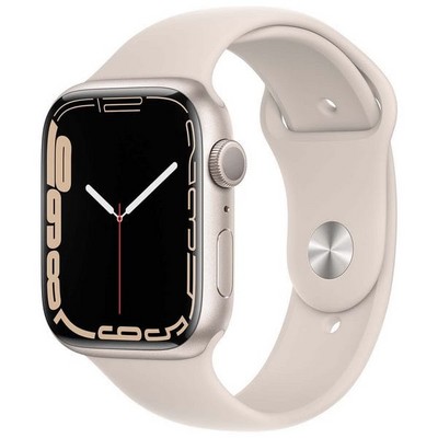 Умные часы Apple Watch Series 7 GPS, 45 мм, алюминий цвета «сияющая звезда», спортивный ремешок цвета «сияющая звезда» MKN63 - фото 22337