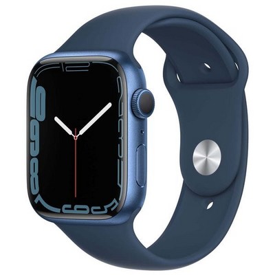 Умные часы Apple Watch Series 7 GPS, 45 мм, алюминий синего цвета, спортивный ремешок цвета «синий омут» MKN83 - фото 22351