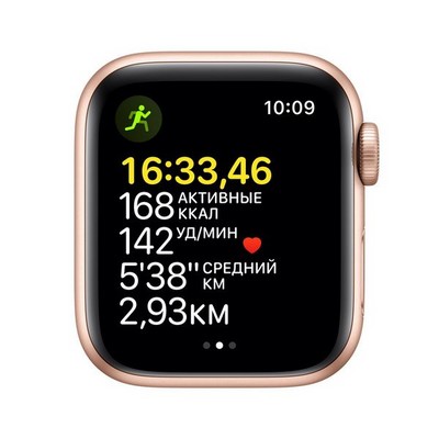 Умные часы Apple Watch SE GPS, 40 мм, алюминий золотого цвета, спортивный ремешок цвета «сияющая звезда» MKQ03 - фото 22469