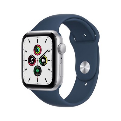 Умные часы Apple Watch SE GPS, 44 мм, алюминий серебристого цвета, спортивный ремешок цвета «синий омут» MKQ43 - фото 22482