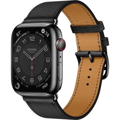 Умные часы Apple Watch Hermes GPS + Cellular, 45mm Space Black Stainless Steel Case with Noir Single Tour MX2R2 - фото 22527
