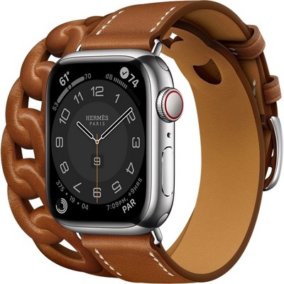 Умные часы Apple Watch Hermes GPS + Cellular, 41mm Silver Stainless Steel Case with Gourmette Double Tour MKFV3 - фото 22539
