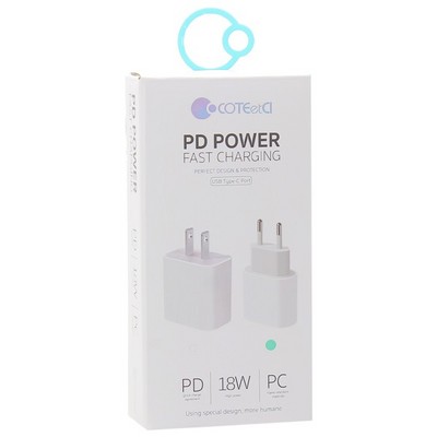 Адаптер питания COTECi Europe Standard PD fast charger 18W (CS5192-U) Белый - фото 5565