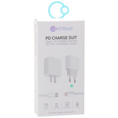 Адаптер питания COTECi 1:1 Europe Standard PD fast charger Set 18W with PD Cable (CS5193-U) Белый - фото 5566