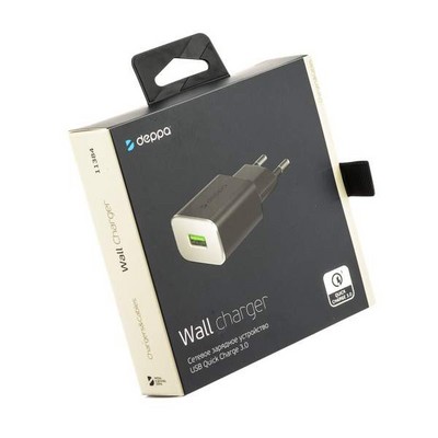Адаптер питания Deppa Quick Charge 3.0 D-11384 (USB: 5V/3A, 9V/2A, 12V/2A) Черный - фото 5591