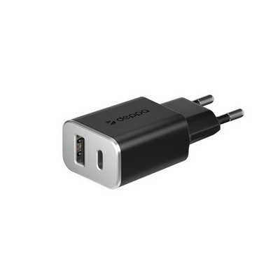 Адаптер питания Deppa Quick Charge 3.0 D-11393 18Вт (USB + USB Type-C) Черный - фото 5628