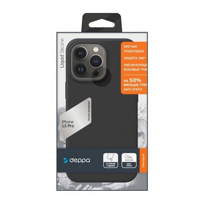 Чехол-накладка силикон Deppa Liquid Silicone Pro Case D-88102 для iPhone 13 Pro (6.1") Черный - фото 23944