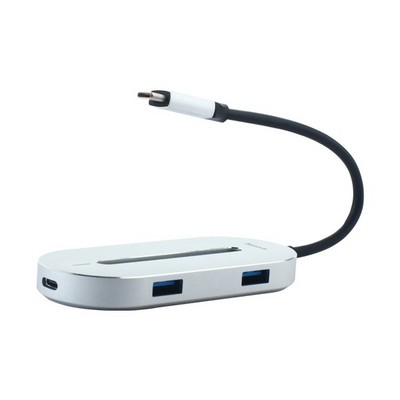 Переходник Baseus O HUB Type-C Adapter 5в1 (CABOOK-OS) Type-C to USB3.0x3/ HDMI/ Type-C для MacBook Серебристый - фото 5678