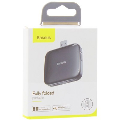 Переходник Baseus Fully folded portable 4-in-1 USB HUB (CAHUB-CW01) USB to USB2.0x4 Черный - фото 5707