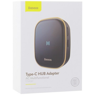 Переходник Baseus Type-C HUB Adapter AC Multifunctional Charger (USB3.0х2+HDMI+SD/TF+RG45) (CAHUB-AU01) Черный - фото 5708