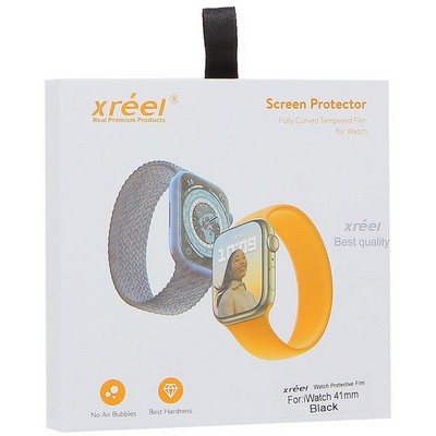 Стекло защитное Screen Protection Xreel для Apple Watch 7 series (41мм) черная рамка - фото 28371