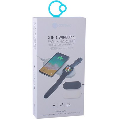 Беспроводное зарядное устройство COTECi WS-7 (10W, ABS) для Apple iPhone и Watch 2в1 Wireless Fast Charger (CS5160-BK) Черный - фото 5784