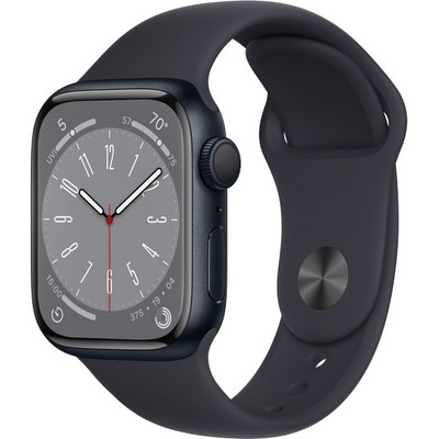 Умные часы Apple Watch Series 8, 41 мм, корпус из алюминия цвета «тёмная ночь» MNP53 - фото 29283