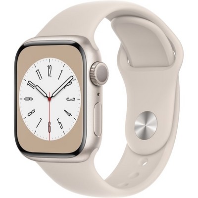 Умные часы Apple Watch Series 8, 41 мм, корпус из алюминия цвета «сияющая звезда» MNP63 - фото 29288