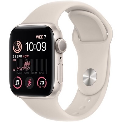 Умные часы Apple Watch SE 2022, 40 мм, корпус из алюминия цвета «сияющая звезда» MNJP3 - фото 29363