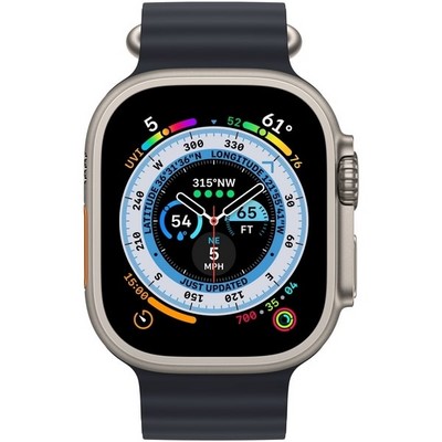 Умные часы Apple Watch Ultra GPS + Cellular, 49 мм, корпус из титана, ремешок Ocean Band цвета «тёмная ночь» MQET3 - фото 29460