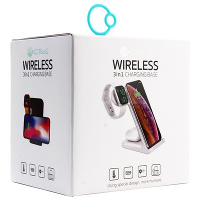 Беспроводное зарядное устройство COTECi для Apple iPhone/ Watch 1-5series/ Air Pods 3в1 Wireless Charger (CS5169-BK) Черный - фото 5809