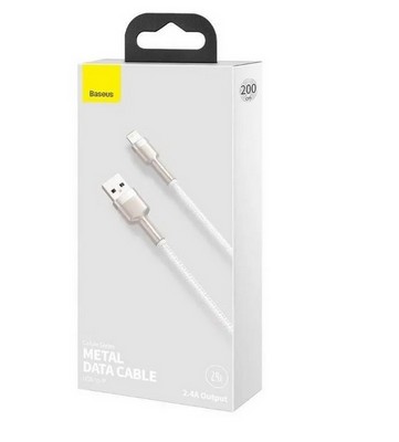 Дата-кабель USB Baseus Cafule Series Metal Data Cable for Lightning 2.4A (CALJK-B02) 2.0 м Белый - фото 30436