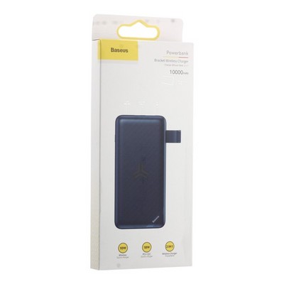 Аккумулятор внешний универсальный & беспроводное зарядное Baseus Bracket Wireless Charger (PPS10-03) 10000 mAh Синий - фото 5946