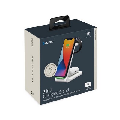 Беспроводное зарядное устройство Deppa 3в1 (D-24015) для Apple iPhone/ Watch/ Air Pods 17.5W Белый - фото 32447