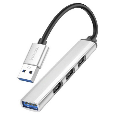 Переходник Hoco HB26 USB multifunction adapter 3хUSB2.0, 1хUSB3.0 для MacBook Серебристый - фото 32981