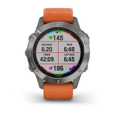 Умные часы Garmin Fenix 6 Sapphire титановый с оранжевым ремешком - фото 33289