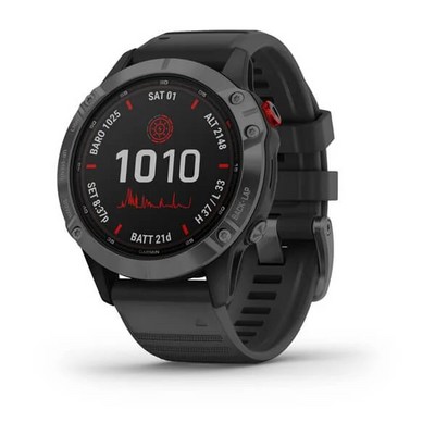 Умные часы Garmin Fenix 6 Pro Solar серый с черным ремешком - фото 33107