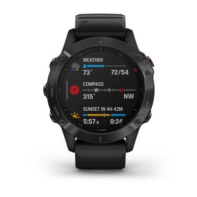Умные часы Garmin Fenix 6 Pro Solar черный с черным ремешком - фото 33124