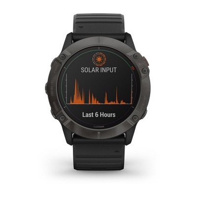 Умные часы Garmin Fenix 6X Pro Solar титановый серый DLC с черным ремешком - фото 33144