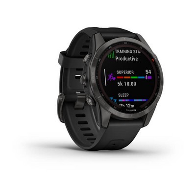 Умные часы Garmin Fenix 7S Sapphire Solar титановый угольно-серый DLC с силиконовым ремешком - фото 33157