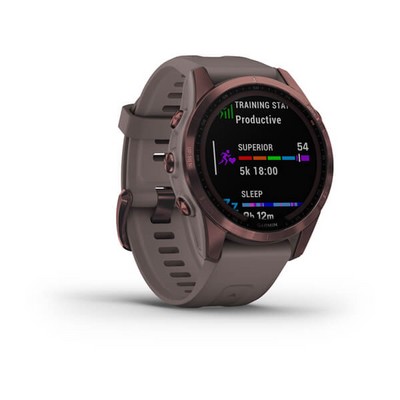 Умные часы Garmin Fenix 7S Sapphire Solar титановый темно-бронзовый с сланцево-серым силиконовым ремешком - фото 33164