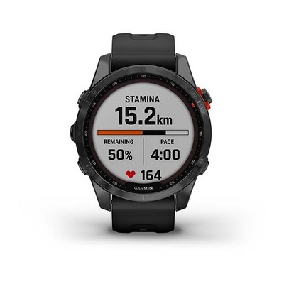 Умные часы Garmin Fenix 7S Solar серый с черным силиконовым ремешком - фото 33200