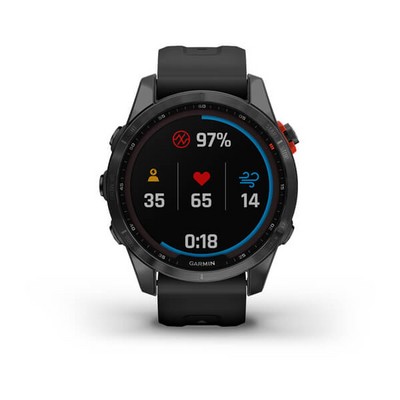 Умные часы Garmin Fenix 7S Solar серый с черным силиконовым ремешком - фото 33201