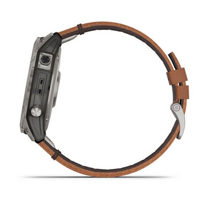 Умные часы Garmin Fenix 7X Sapphire Solar титановый черный с коричневым кожаным ремешком - фото 33238