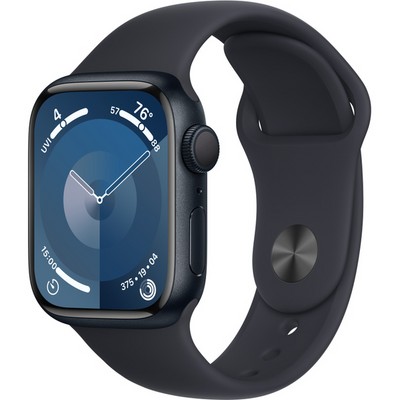 Умные часы Apple Watch Series 9, 41 мм, корпус из алюминия цвета тёмная ночь, спортивный ремешок цвета тёмная ночь - фото 35223