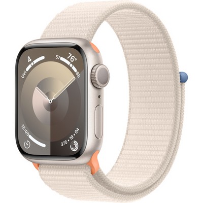 Умные часы Apple Watch Series 9, 41 мм, корпус из алюминия цвета «сияющая звезда», ремешок Sport Loop сияющая звезда - фото 35235