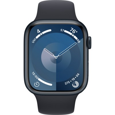 Умные часы Apple Watch Series 9, 45 мм, корпус из алюминия цвета тёмная ночь, спортивный ремешок цвета тёмная ночь - фото 35247 Умные часы Apple Watch Series 9, 45 мм, корпус из алюминия цвета тёмная ночь, спортивный ремешок цвета тёмная ночь - фото 35247