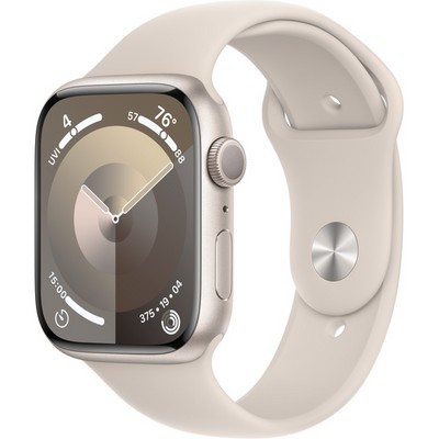 Умные часы Apple Watch Series 9, 45 мм, корпус из алюминия цвета сияющая звезда, спортивный ремешок цвета сияющая звезда - фото 35249