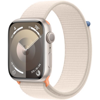 Умные часы Apple Watch Series 9, 45 мм, корпус из алюминия цвета «сияющая звезда», ремешок Sport Loop сияющая звезда - фото 35261