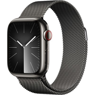 Умные часы Apple Watch Series 9, 41 мм, корпус из нержавеющей стали, миланский сетчатый браслет, графит - фото 35273
