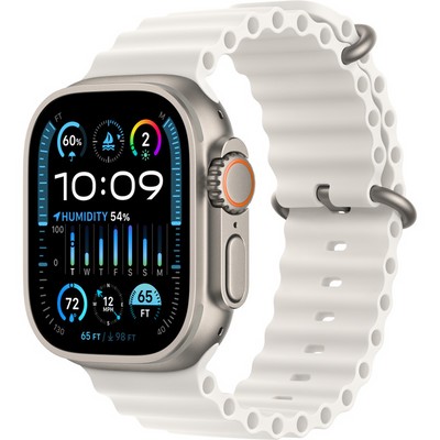 Умные часы Apple Watch Ultra 2 GPS + Cellular, 49 мм, корпус из титана, ремешок Ocean белого цвета - фото 35285