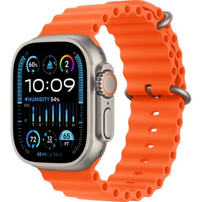 Умные часы Apple Watch Ultra 2 GPS + Cellular, 49 мм, корпус из титана, ремешок Ocean оранжевого цвета - фото 35295